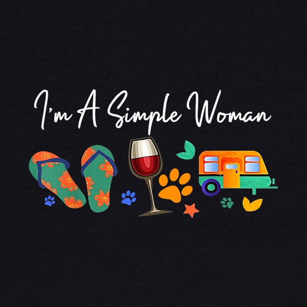 I am a simple woman camping wine dog flip flops by omorihisoka